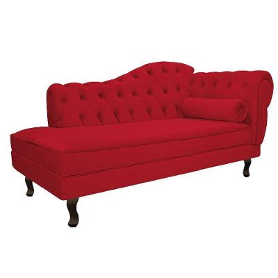 Diva Recamier Diana 160cm Lado Esquerdo Suede - Doce Sonho Móveis Vermelho