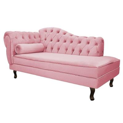 Diva Recamier Diana 185cm Lado Direito Suede - Doce Sonho Móveis Rosa Bebê