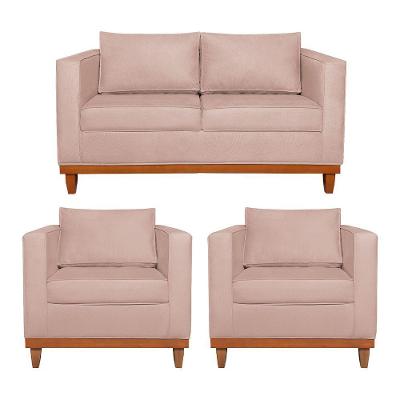 Kit Sofá 2 E 3 Lugares E 2 Poltronas Europa 180 Cm Suede - Amarena Móveis Rosê