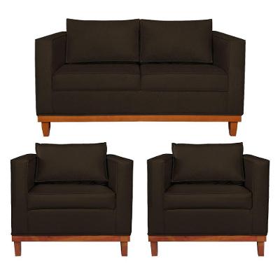 Kit Sofá 2 E 3 Lugares E 2 Poltronas Europa 180 Cm Corano - Amarena Móveis Marrom