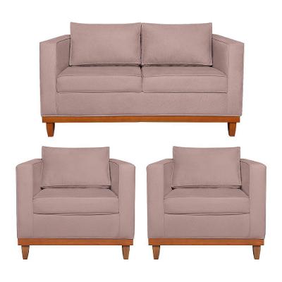 Kit Sofá 2 E 3 Lugares E 2 Poltronas Europa 180 Cm Linho - Amarena Móveis Rosê