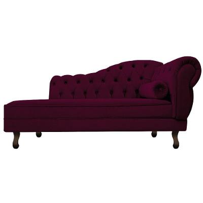 Diva Recamier Diana 185cm Lado Esquerdo Suede - Doce Sonho Móveis Bordô