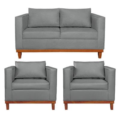 Kit Sofá 2 E 3 Lugares E 2 Poltronas Europa 180 Cm Corano - Amarena Móveis Cinza