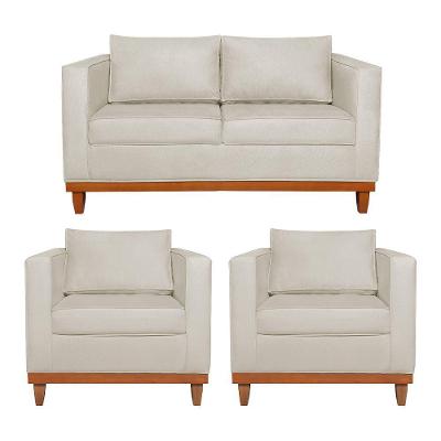 Kit Sofá 2 E 3 Lugares E 2 Poltronas Europa 180 Cm Linho - Amarena Móveis Bege