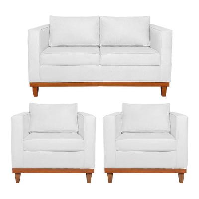 Kit Sofá 2 E 3 Lugares E 2 Poltronas Europa 180 Cm Suede - Amarena Móveis Branco