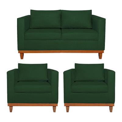 Kit Sofá 2 E 3 Lugares E 2 Poltronas Europa 180 Cm Suede - Amarena Móveis Verde