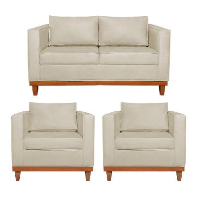 Kit Sofá 2 E 3 Lugares E 2 Poltronas Europa 180 Cm Suede - Amarena Móveis Bege
