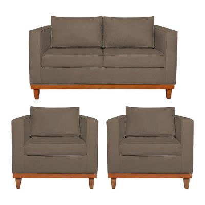 Kit Sofá 2 E 3 Lugares E 2 Poltronas Europa 180 Cm Suede - Amarena Móveis Marrom