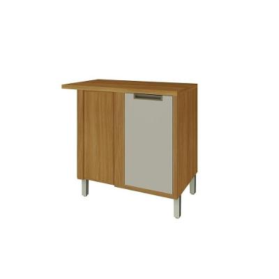 Balcão de Cozinha Modulado  Canto reto Imperatriz 1 Porta c/ Tampo Freijo/Off White - Nesher