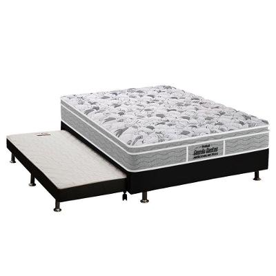 Cama Box C/Auxiliar Casal: Colchão Espuma Probel D45 Ep Guarda Costas Plus + Base Black(138X188)