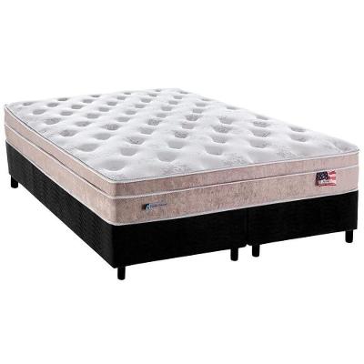 Cama Box King: Colchão Molas Ensacadas Plumatex MasterPocket Miami + Base CRC Suede Black(193x203)