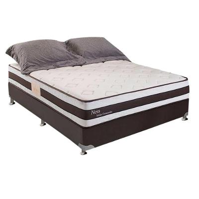 Cama Box Casal: Colchão Molas Ensacadas Herval MasterPocket Ness + Base CRC Courano Brown(138x188)