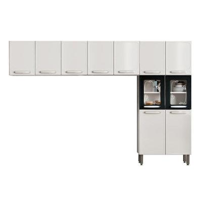 Cozinha Compacta Evidence 3 Peças (2 Armários + 1 Paneleiro) CPT65 Branco/Preto - Bertolini