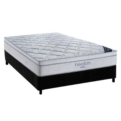 Cama Box Casal: Colchão Molas Ensacadas Ortobom SuperPocket Freedom + Box Universal CRC Camurça Black(138x188)