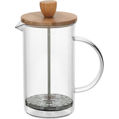Balzac Cafeteira Francesa 19X8X8Cm 600Ml Borosilicato Transp Tampa Bambu