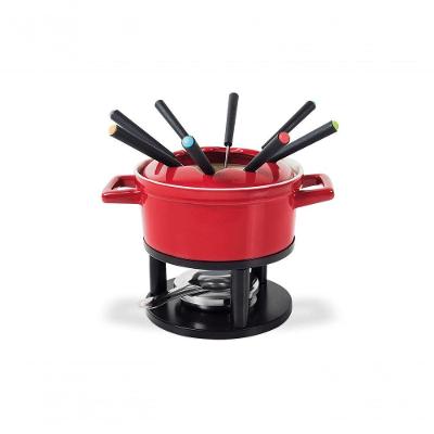 Aparelho De Fondue 13 Peças Cerâmica Linha Fondue Brinox Vermelho