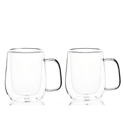 Conjunto 2 Copos Com Alça Parede Dupla 350ml Borossilicato