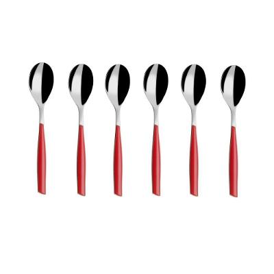 Colher Para Café 13cm Inox 6 Peças Vermelha Glamour Bugatti