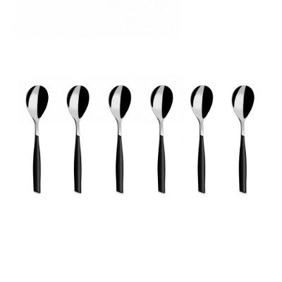 Colher Para Café 13cm Inox 6 Peças Preto Glamour Bugatti