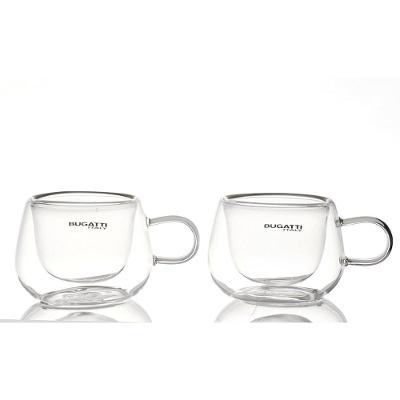 Conjunto 2 Xícaras Café Parede Dupla Com Alça 100ml Bugatti
