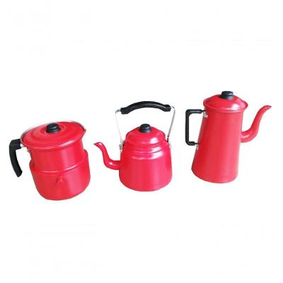 Conjunto De Café Vermelho Craqueado 3 Peças Extang