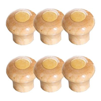 Kit 6 Puxador Tampa Vidro E Ferro Pomel Madeira E Parafuso