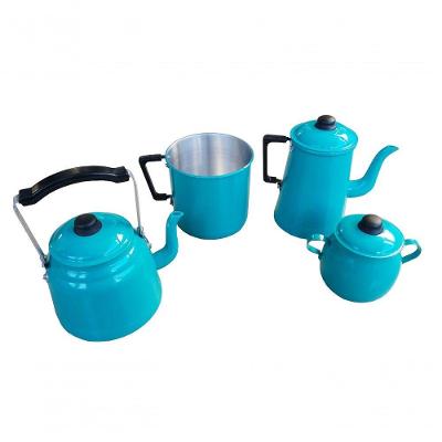 Kit Jogo De Café Completo Grande 4 Peças Turquesa Extang