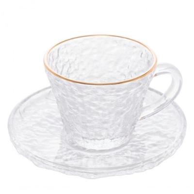 Xícara Chá Cristal Borda Dourada E Pires Petra 180 Ml