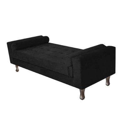 Recamier Baú Félix Solteiro 100 Cm Suede - Doce Sonho Móveis Preto