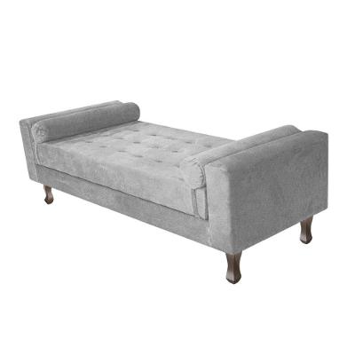 Recamier Baú Félix Solteiro 100 Cm Suede - Doce Sonho Móveis Cinza