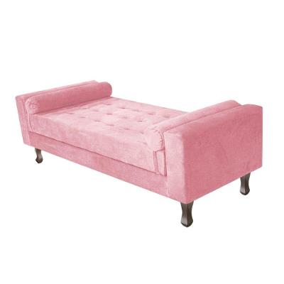 Recamier Baú Félix Solteiro 140 Cm Suede - Doce Sonho Móveis Rosa Bebê