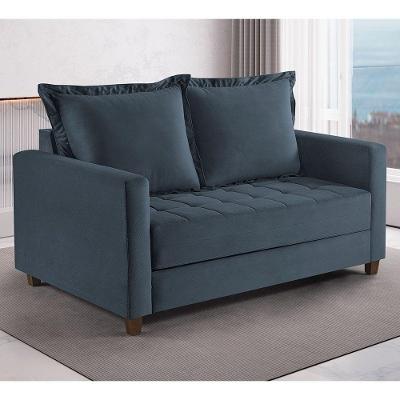 Sofa Cama Frisa Colchao Casal Pes De Madeira Talento Móveis Grafite Com Castanho
