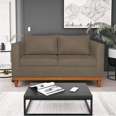 Sofá 2 E 3 Lugares Europa 180 Cm Estilo Conforto E Elegância Suede - Amarena Móveis Marrom