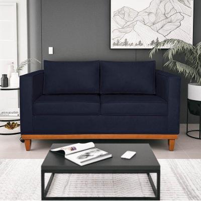 Sofá 2 e 3 Lugares Europa 180cm Conforto e Elegância Corano Azul Marinho