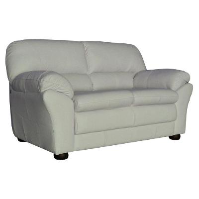 Sofá 2 Lugares Sala de Estar Pés Madeira 160cm Laura Couro Off White Gran Belo
