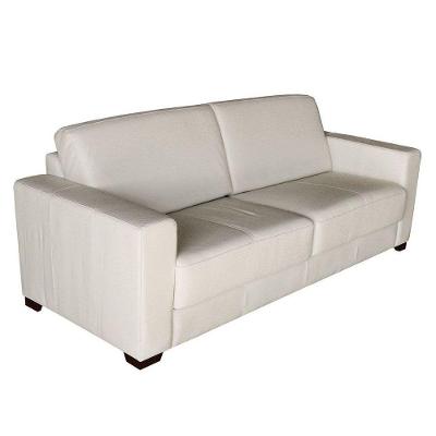 Sofá 3 Lugares Sala de Estar 205cm Estocolmo Couro Off White Gran Belo