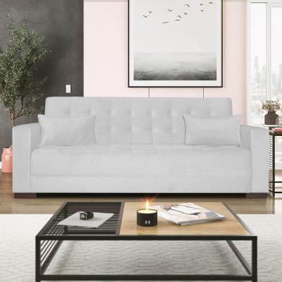 Sofá Cama 3 Lugares Jobim Suede - Amarena Móveis Branco