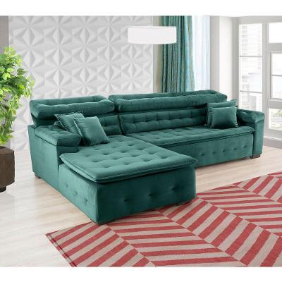 Sofá Orlando 2.40x1.70m Com Chaise, Retrátil E Reclinável - Verde
