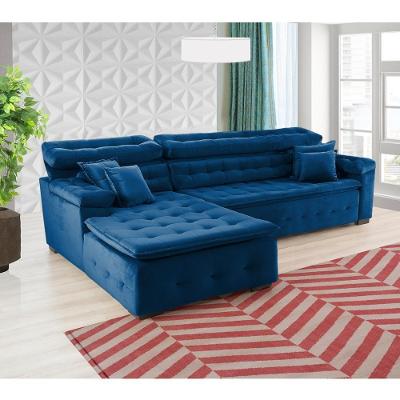 Sofá Orlando 2.40x2.10m Com Chaise, Retrátil E Reclinável - Azul