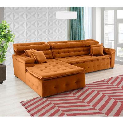 Sofá Orlando 2.40x1.90m Com Chaise, Retrátil E Reclinável - Terra