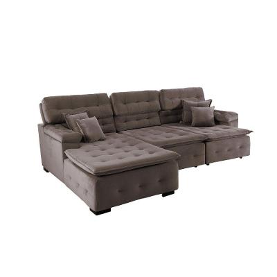 Sofá Orlando 2.80x1.50m Com Chaise, Retrátil E Reclinável - Marrom