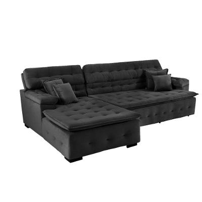 Sofá Orlando 2.40x1.70m Com Chaise, Retrátil E Reclinável - Preto