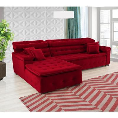 Sofá Orlando 2.40x2.10m Com Chaise, Retrátil E Reclinável - Vermelho
