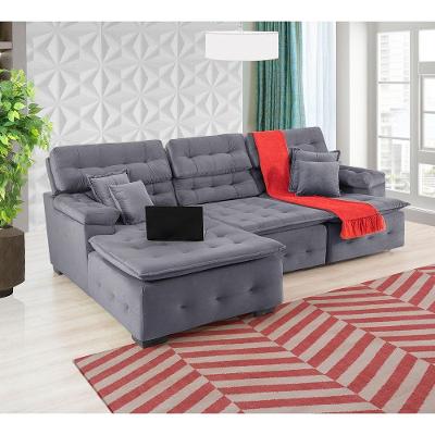Sofá Orlando 2.80x1.50m Com Chaise, Retrátil E Reclinável - Chumbo