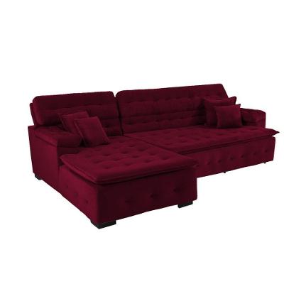 Sofá Orlando 2.40x2.10m Com Chaise, Retrátil E Reclinável - Vinho
