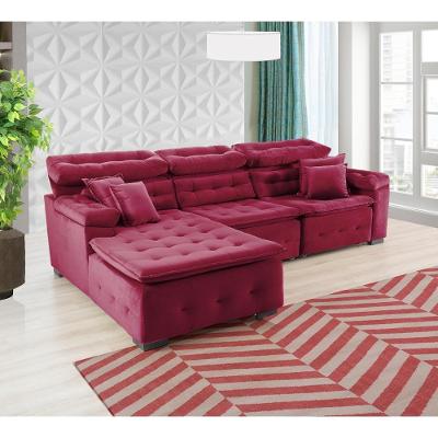 Sofá Orlando 2.80x1.70m Com Chaise, Retrátil E Reclinável - Vinho