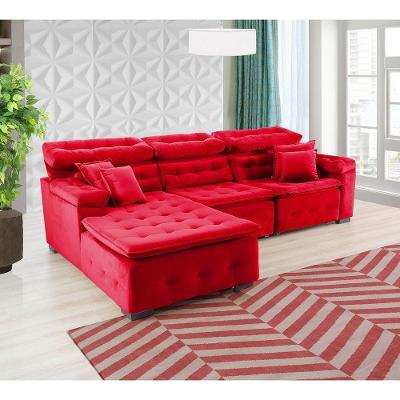 Sofá Orlando 2.80x1.50m Com Chaise, Retrátil E Reclinável - Vermelho