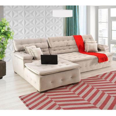 Sofá Orlando 2.40x2.10m Com Chaise, Retrátil E Reclinável - Bege