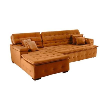 Sofá Orlando 2.40x2.10m Com Chaise, Retrátil E Reclinável - Terra