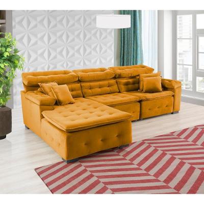 Sofá Orlando 2.80x1.50m Com Chaise, Retrátil E Reclinável - Terra
